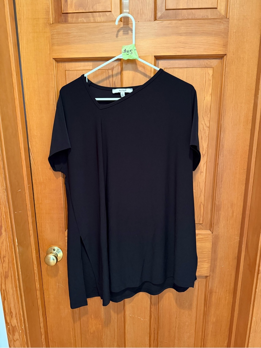 Sympli Black Short Sleeve V-Neck Tunic
